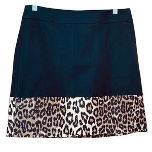 Banana Republic Color Block Black Leopard Print Fully Lined Mini Skirt Size 6